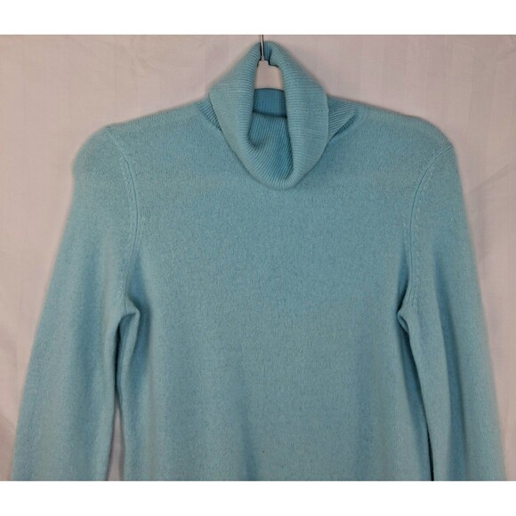 Cashmere Sweater Women's Size S Charter Club Luxury Light Blue Turtleneck - Picture 2 of 9